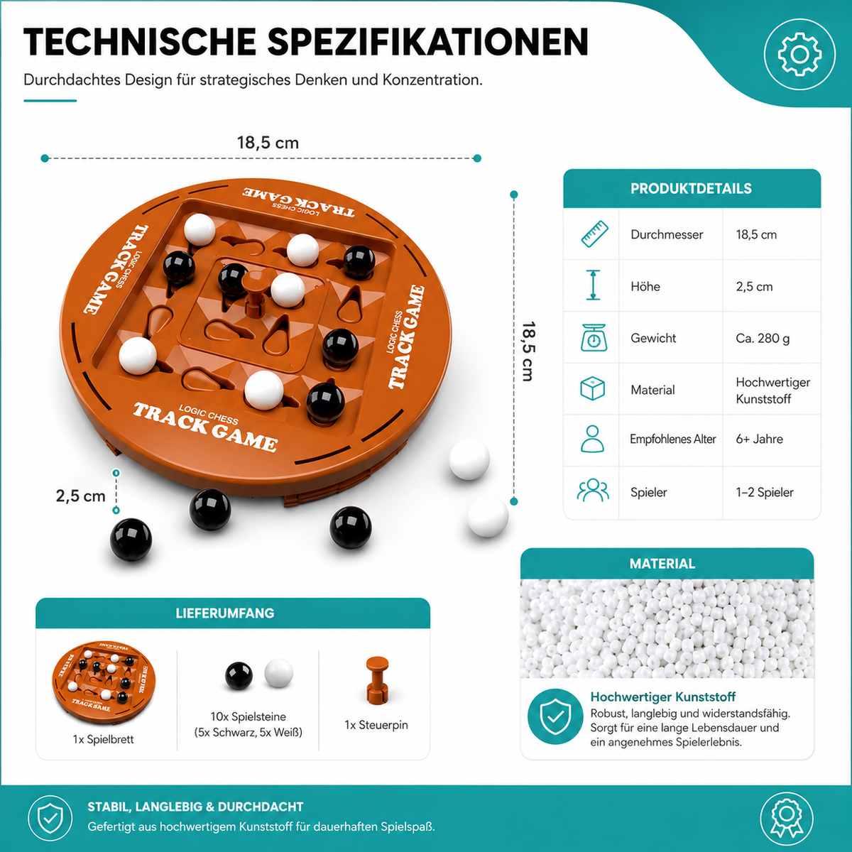 Montessori Logik Brettspiel mit Schiene-System