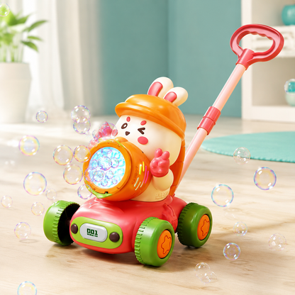 Magische Bubble-Maschine für Kinder mit Licht & Schiebestange Rosa