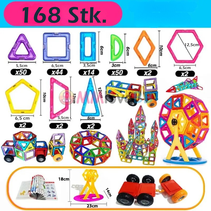 Magnetische Bausteine Satz für Kinder 168 Stück