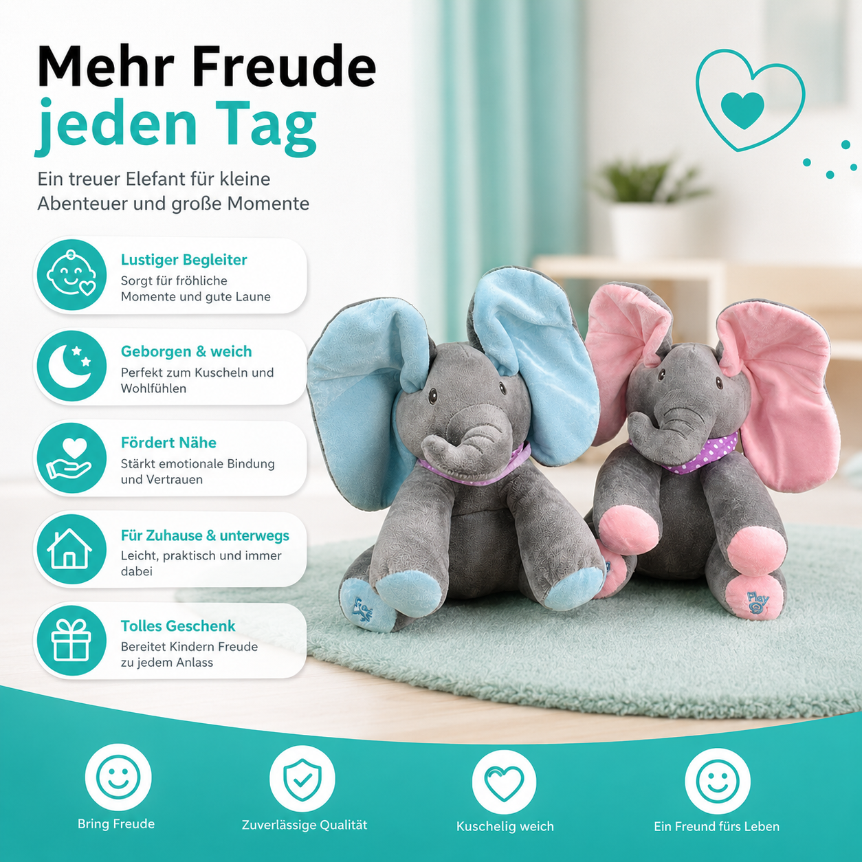 Versteckspiel Elefant Singt, Bewegt Ohren & Bringt Babys zum Lachen!