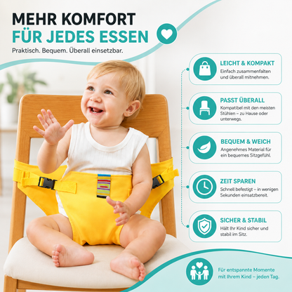 Faltbarer Sicherheitsgurt für Babys – Sicher & bequem überall essen!