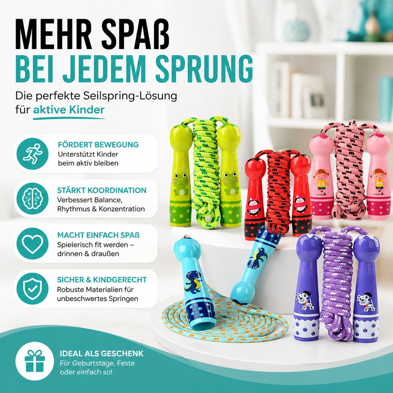 Buntes Kinder Springseil – Motorik & Bewegung spielerisch fördern