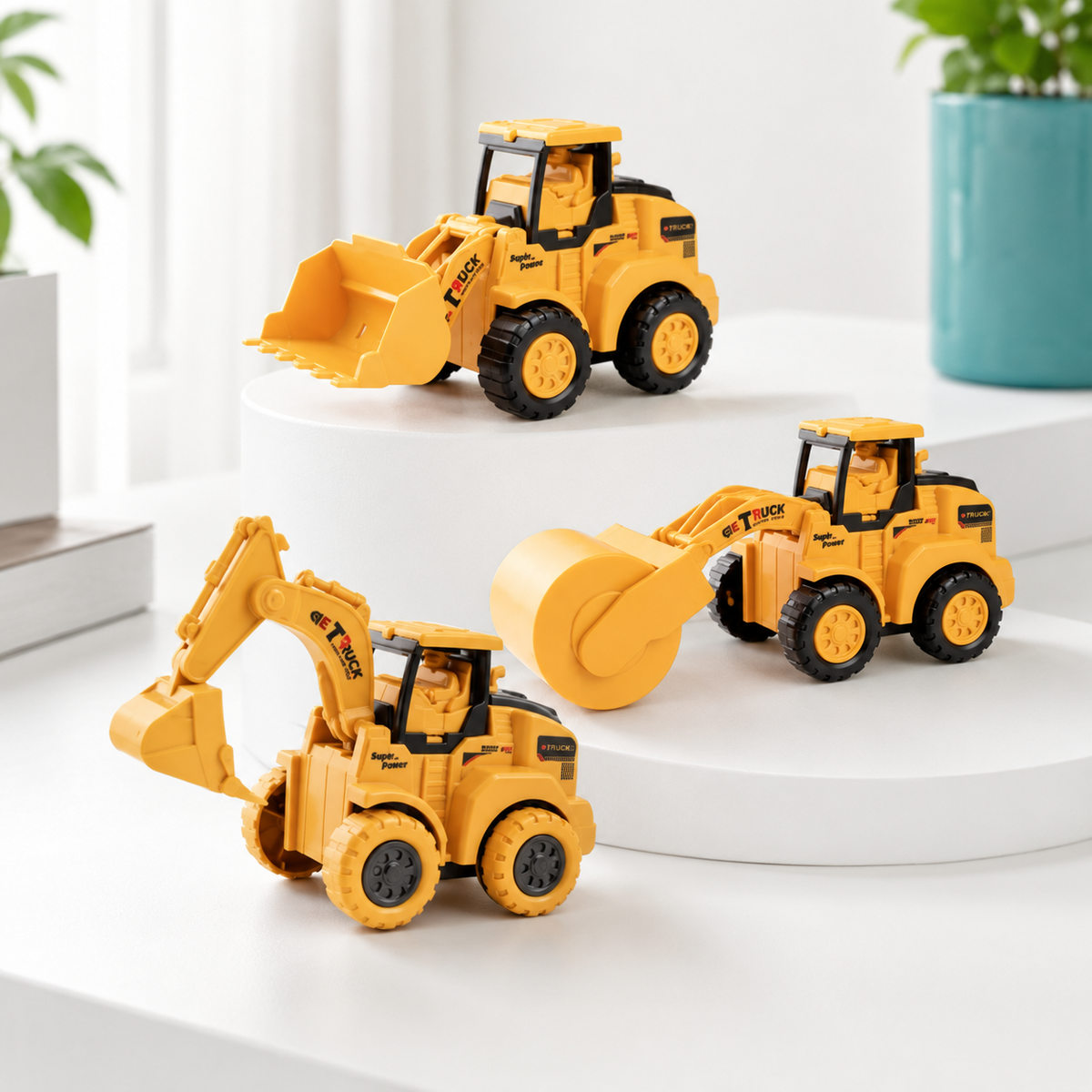 Mini-Baustellen-Fahrzeug Satz – Kreatives Lernspielzeug für kleine Baumeister 3er-Pack