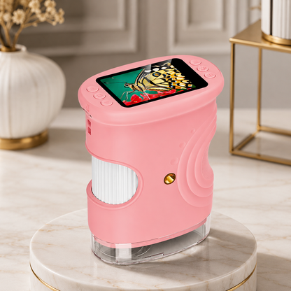 Tragbares Digitalmikroskop für Kinder & Erwachsene mit Display Rosa