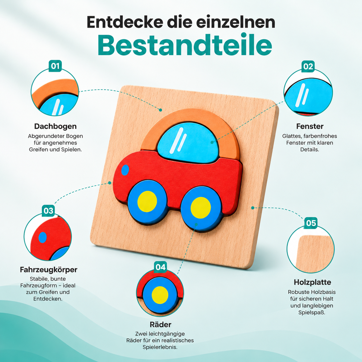 Holzspielzeug Puzzle für Jungen & Mädchen – Lernen & Spaß