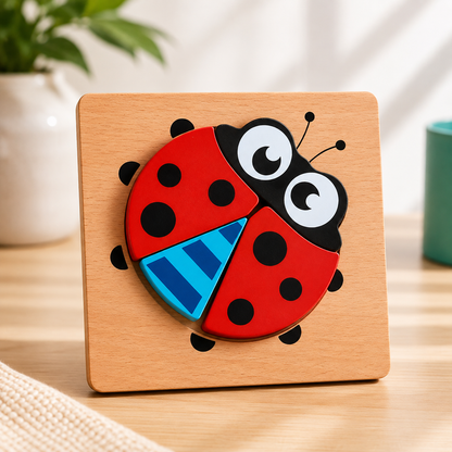 Holzspielzeug Puzzle für Jungen & Mädchen – Lernen & Spaß Marienkäfer