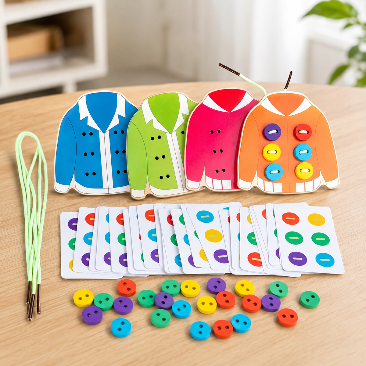 Montessori Knopf- & Fädelspiel – Fördert Geduld & Fingerfertigkeit