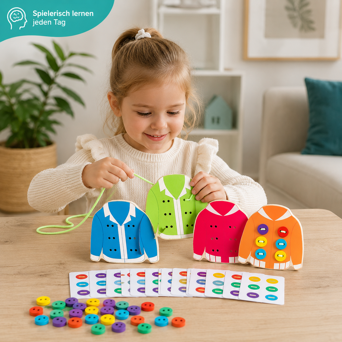 Montessori Knopf- & Fädelspiel – Fördert Geduld & Fingerfertigkeit