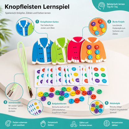 Montessori Knopf- & Fädelspiel – Fördert Geduld & Fingerfertigkeit