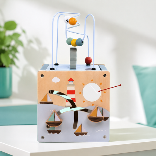 5-in-1-Aktivitätswürfel aus Holz – spielerisch lernen nach Montessori