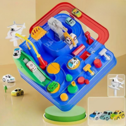 Auto Rennstrecke Spielset für Kinder – Fahrzeugbahn mit Spielautos Blau