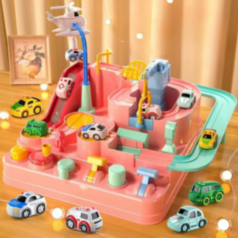 Auto Rennstrecke Spielset für Kinder – Fahrzeugbahn mit Spielautos