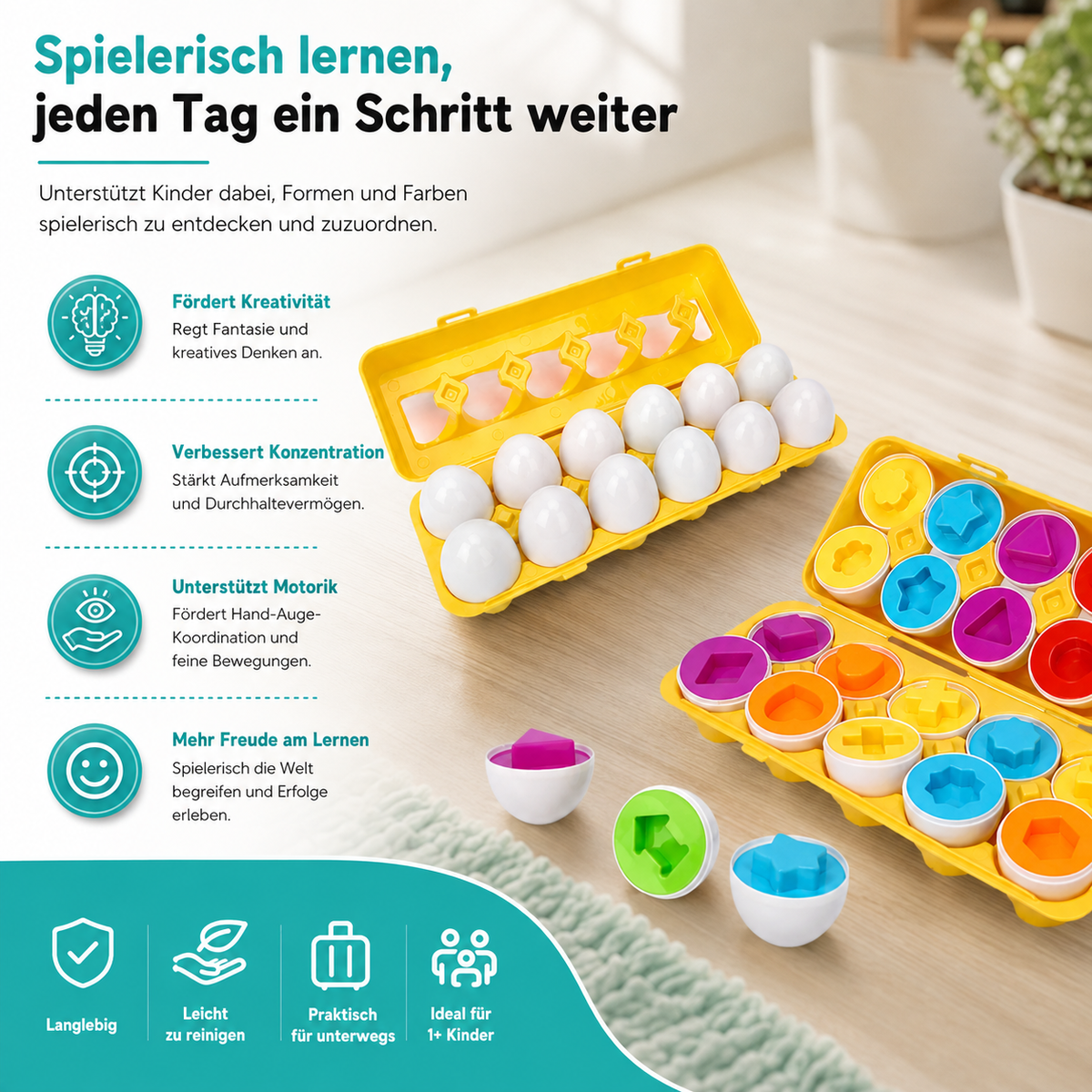 Montessori Schlau Eier – Farben & Formen spielerisch lernen!