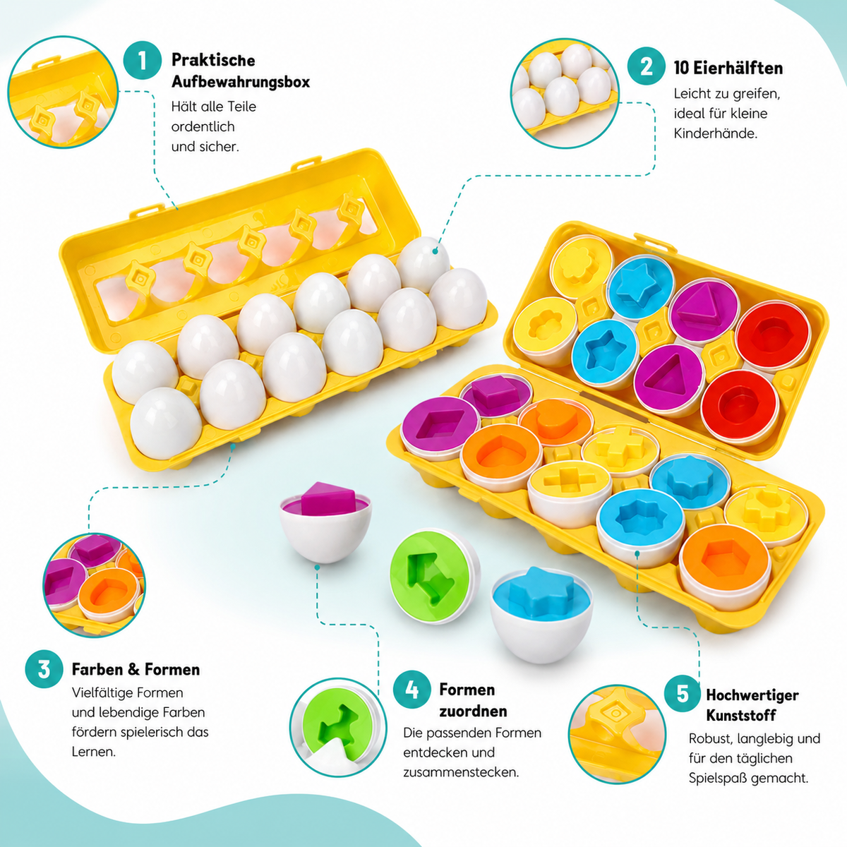 Montessori Schlau Eier – Farben & Formen spielerisch lernen!
