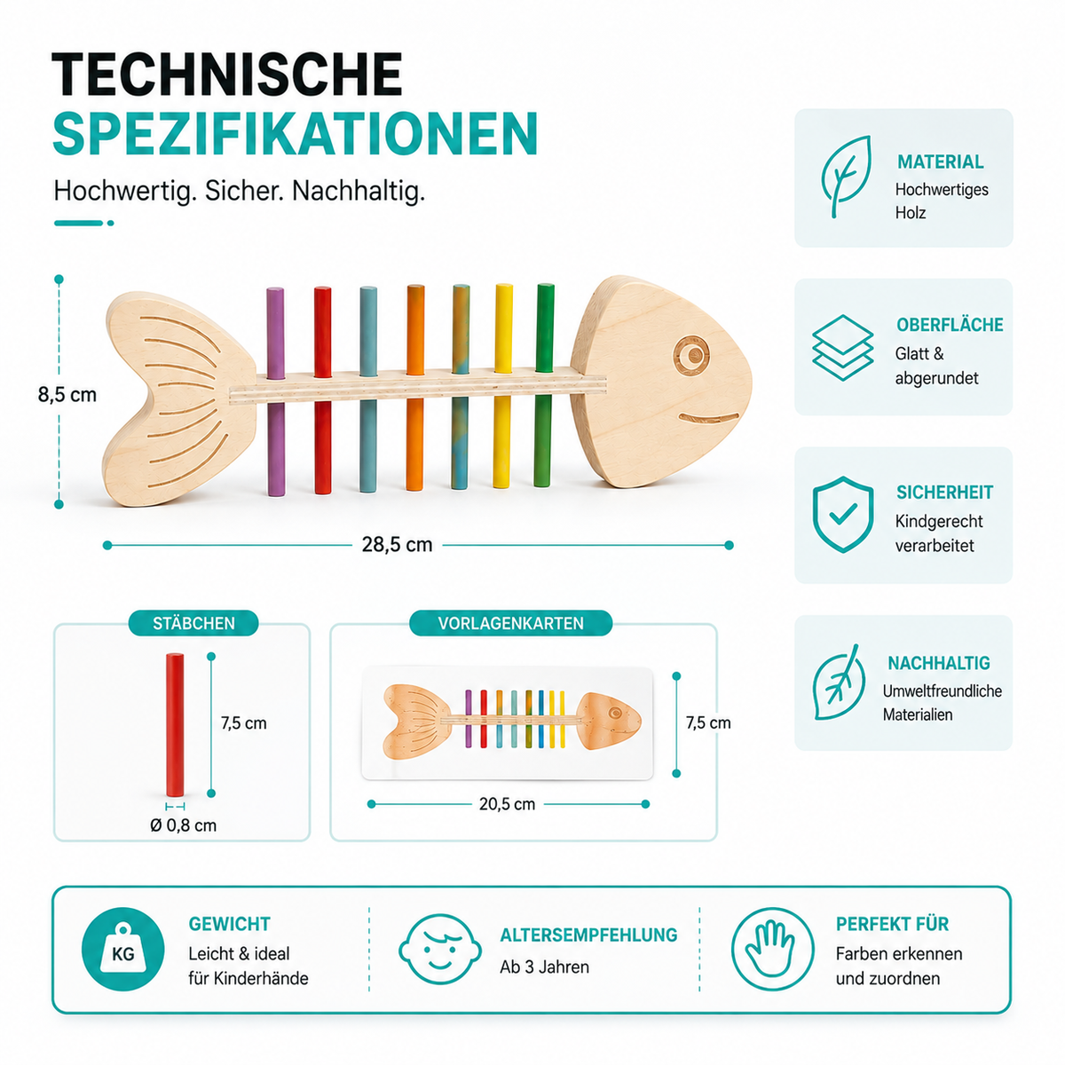 Montessori Farbzuordnung Holzspiel – Fördert Geschick & Konzentration
