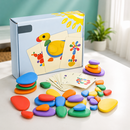 Rainbow Pebbles Montessori Lernspiel – Fördert Kreativität & Denken A-78 Stück