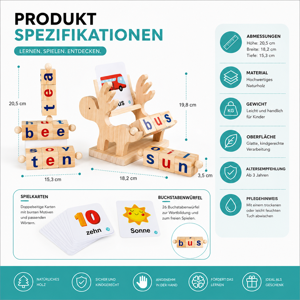 Lernspielzeug für Kinder – Buchstaben, Wörter & Spaß