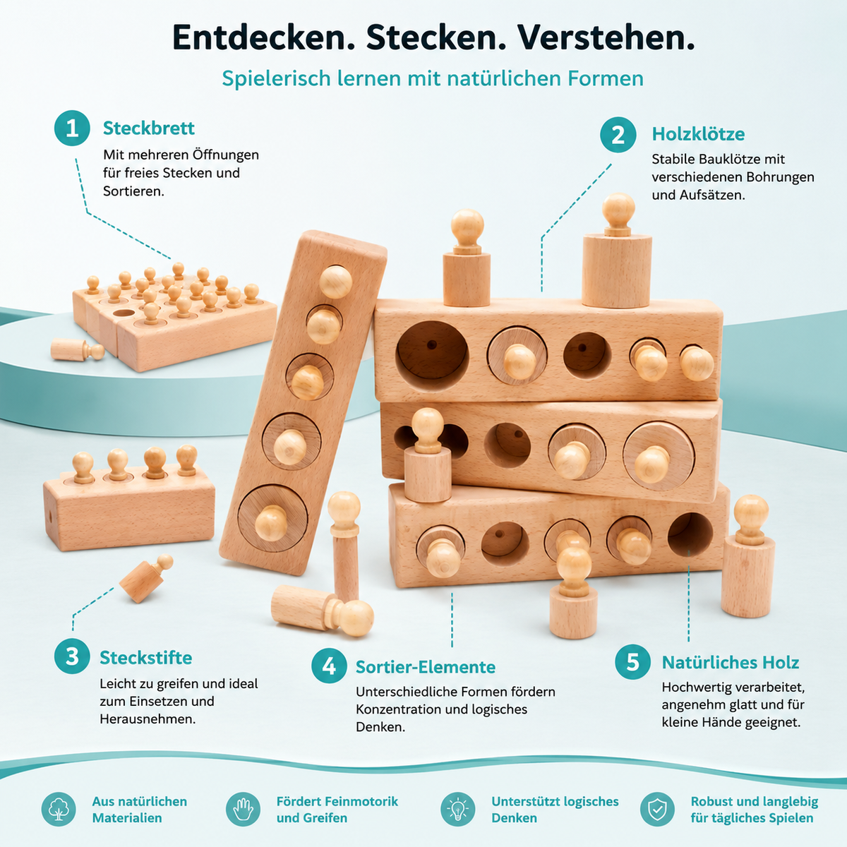 Montessori Lernspielzeug – Intelligentes Holzpuzzle für Kinder
