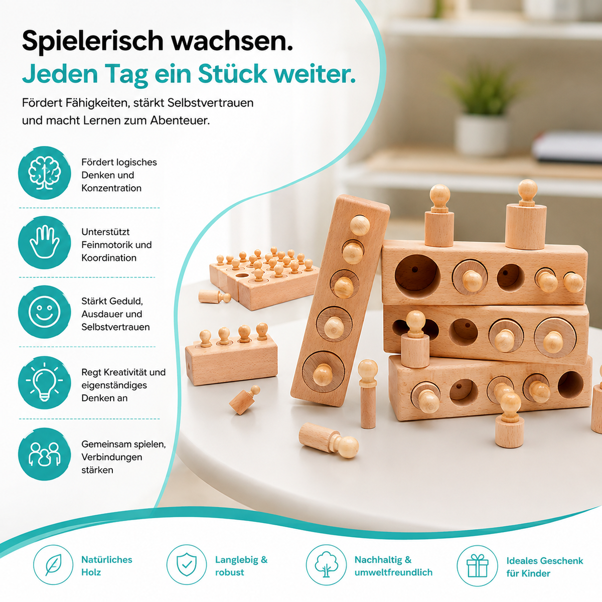 Montessori Lernspielzeug – Intelligentes Holzpuzzle für Kinder