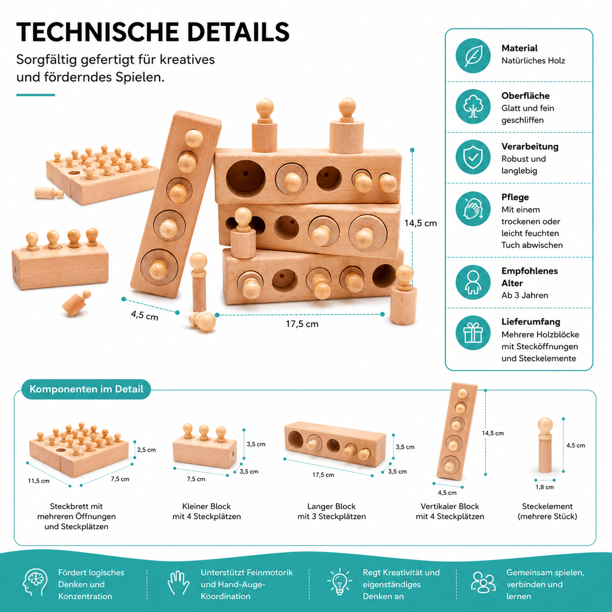 Montessori Lernspielzeug – Intelligentes Holzpuzzle für Kinder