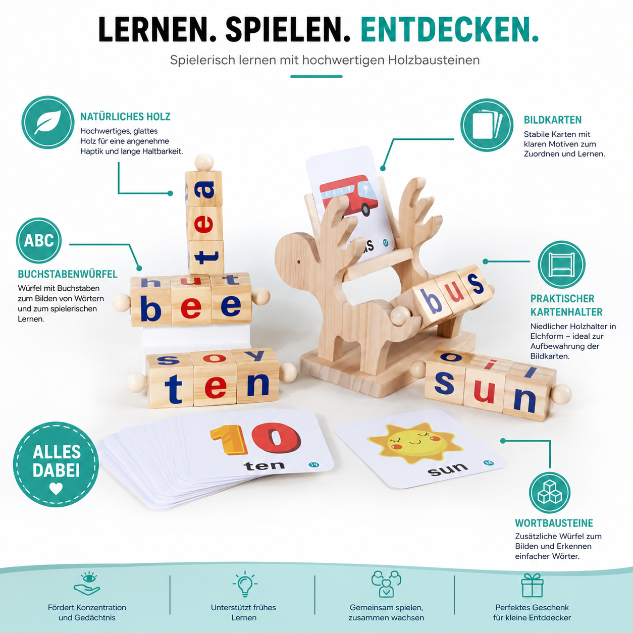 Lernspielzeug für Kinder – Buchstaben, Wörter & Spaß
