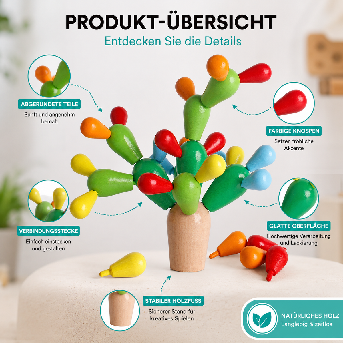 Montessori Kaktus Bau-Satz – Kreativität & Geschick spielerisch fördern