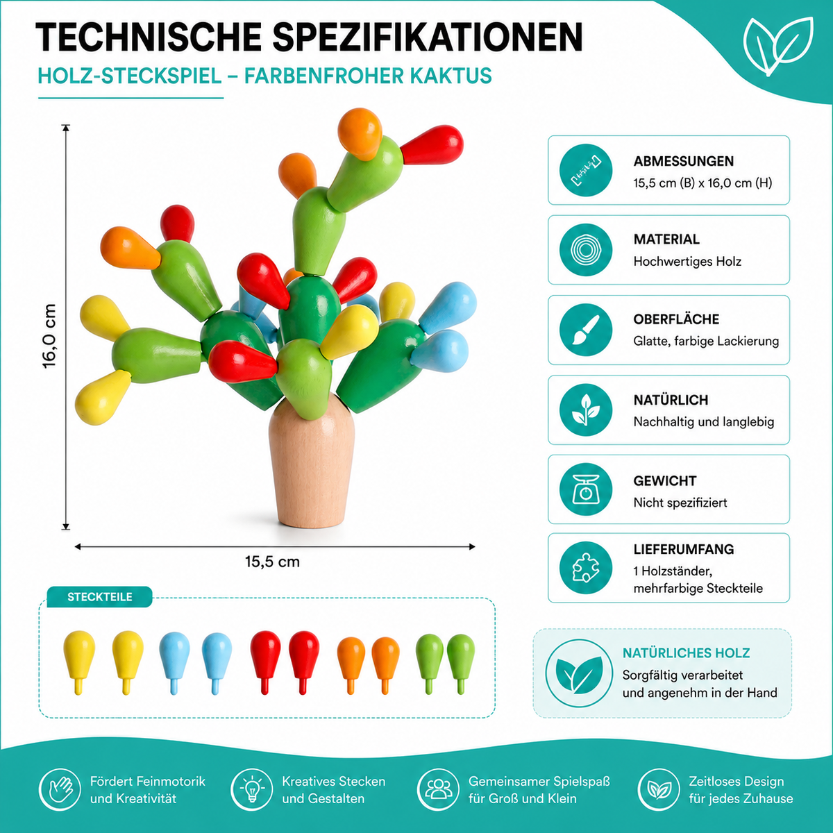 Montessori Kaktus Bau-Satz – Kreativität & Geschick spielerisch fördern