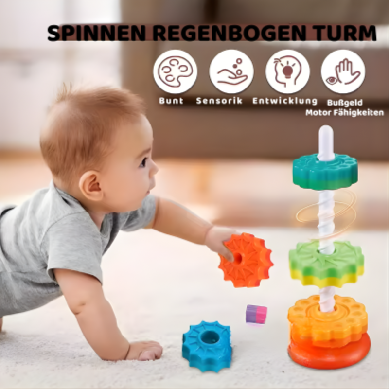 Farbenfrohe Stapelringe aus Holz für Kinder
