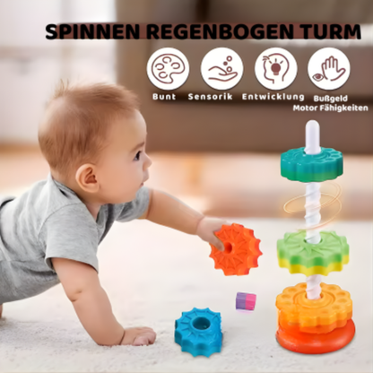 Farbenfrohe Stapelringe aus Holz für Kinder