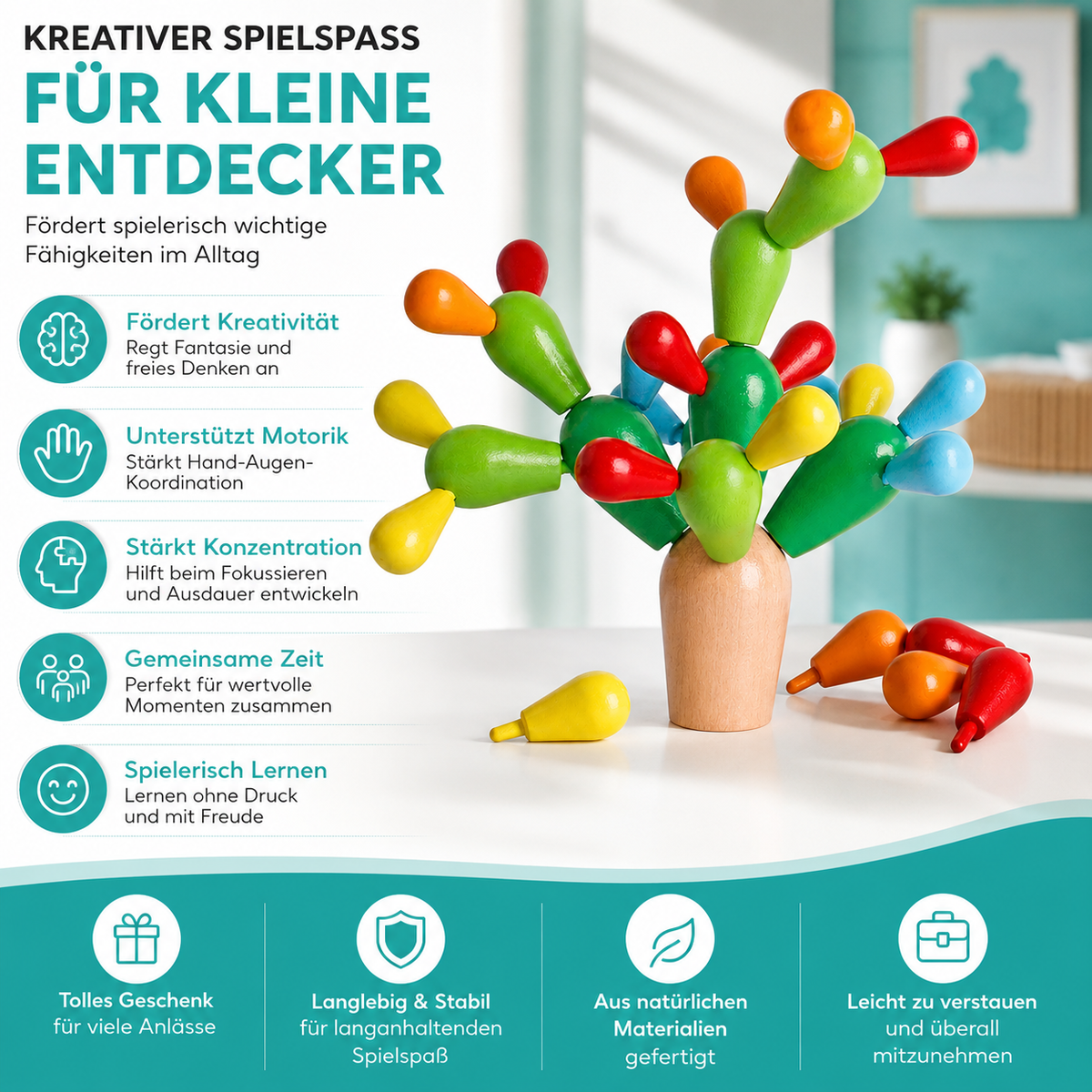 Montessori Kaktus Bau-Satz – Kreativität & Geschick spielerisch fördern