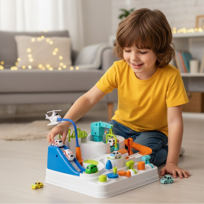 Auto Rennstrecke Spielset für Kinder – Fahrzeugbahn mit Spielautos