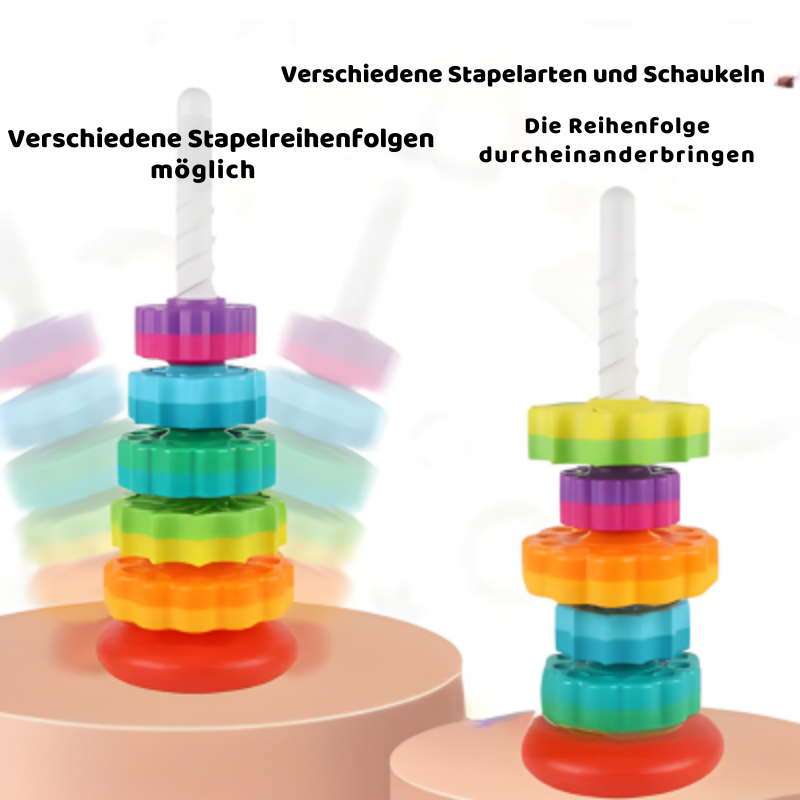 Farbenfrohe Stapelringe aus Holz für Kinder