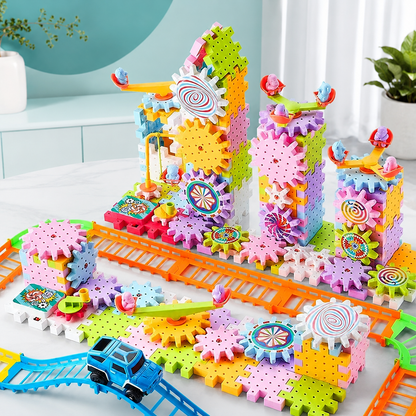 Bunte Zahnräder & Bausteine – Kreatives Lernspiel für Kinder
