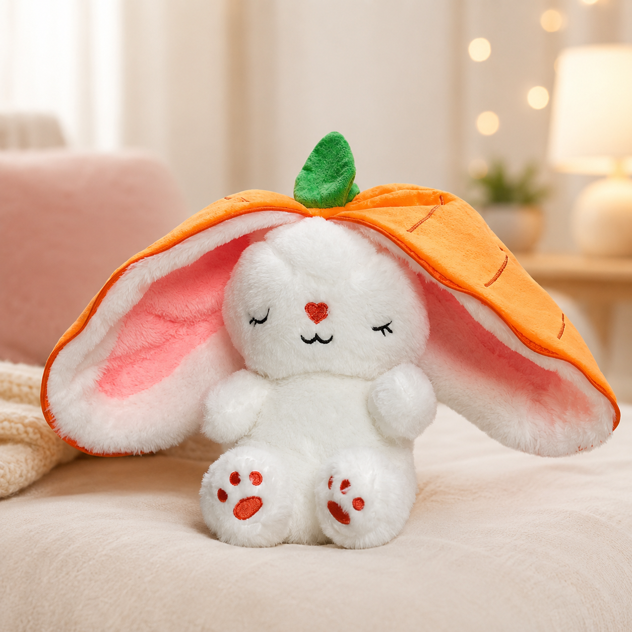 Musik Kuscheltier Hase mit Licht Karotte 30cm