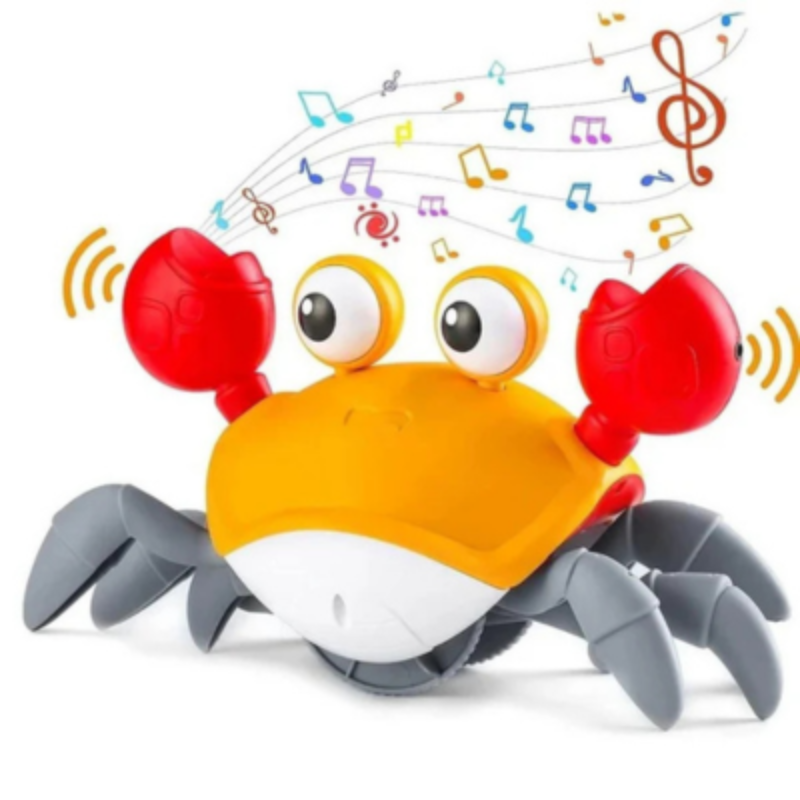 Interaktives Krabben Spielzeug für Babys mit Musik und LED Licht Orange