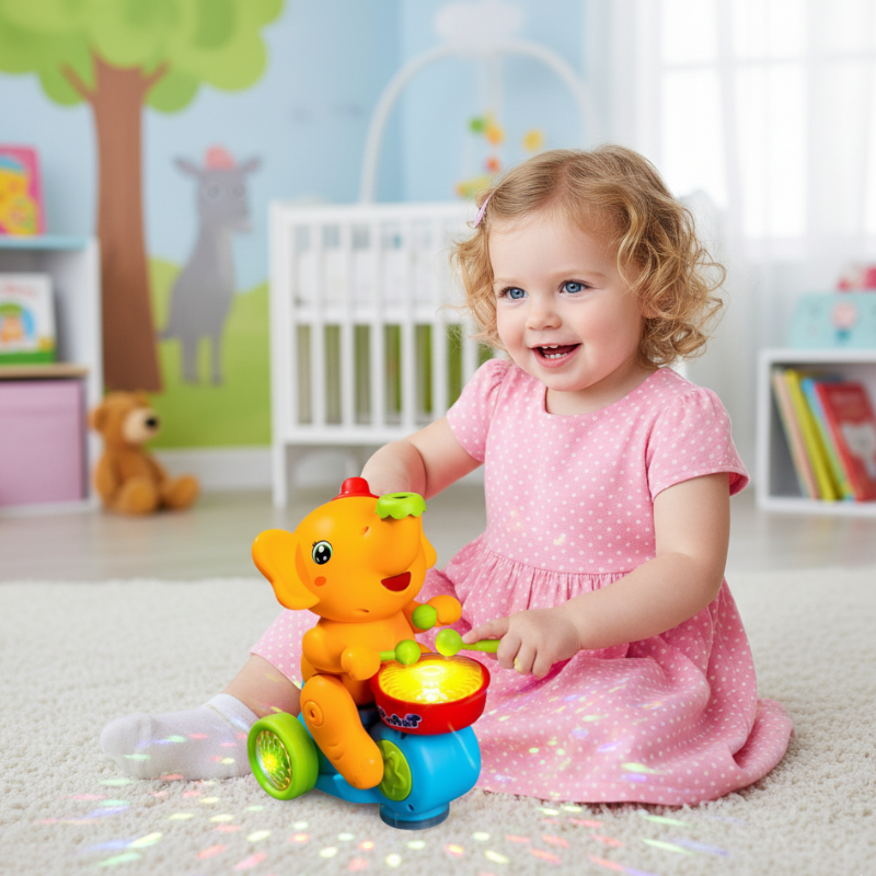 Gehendes Elefanten Musikspielzeug für Babys – mit Licht & klang