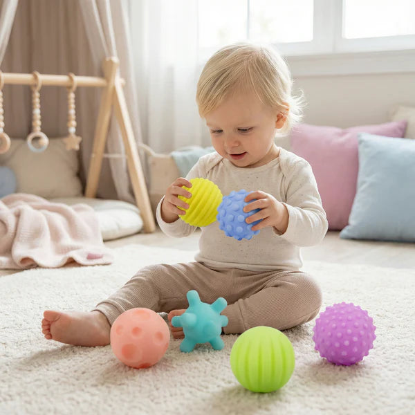 Sensorik Baby Bälle Satz – 6 weiche Montessori Tastbälle