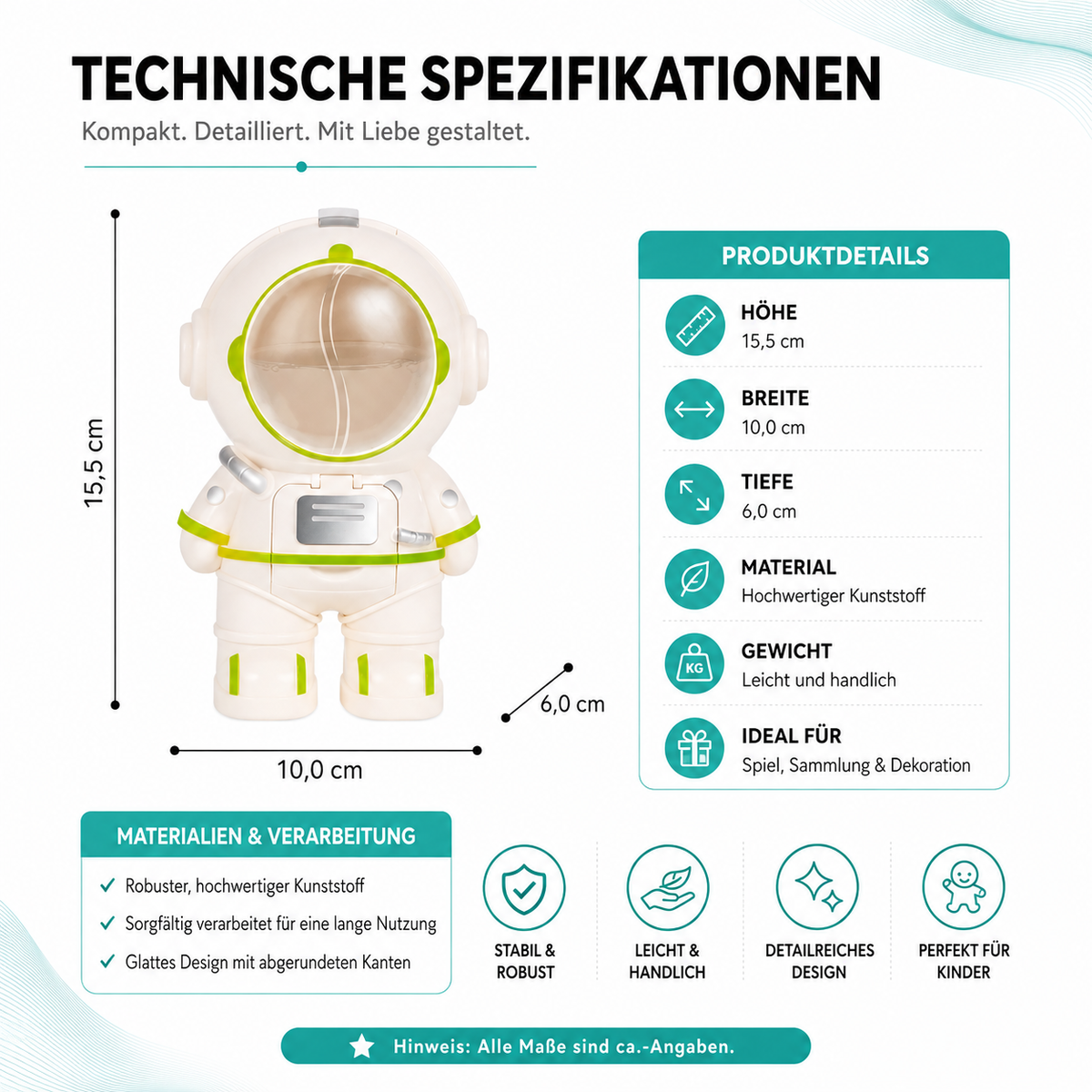 Mini Astronaut Wasserflasche – Süßer Trinkspender für Kinder