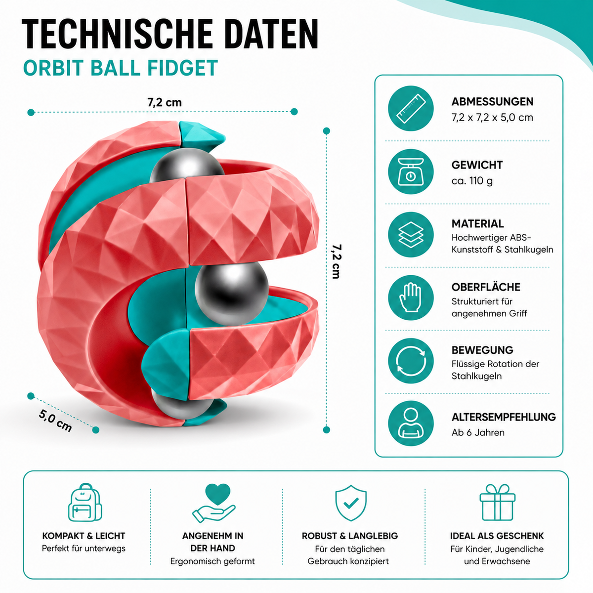 Orbit Ball Fidget – Stressabbau & Spaß für Groß & Klein