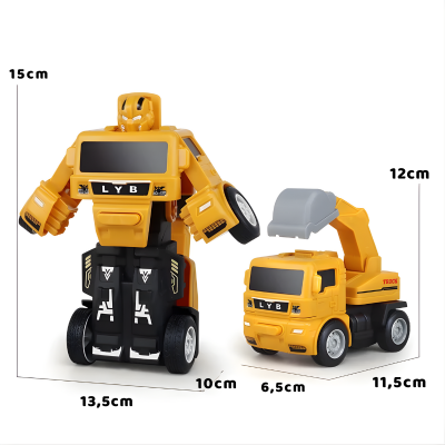 Transformierbarer Baumaschinen-LKW– Robust, spannend, vielseitig Gelber Bagger