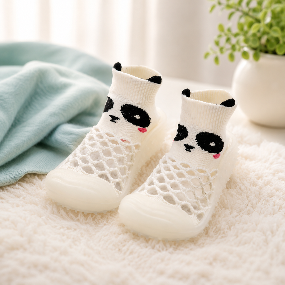 Rutschfeste Babyschuhe – Weich, Atmungsaktiv & Bequem für Erste Schritte Weißer Panda