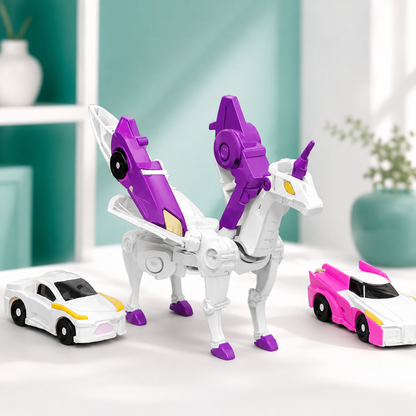 Pegasus Einhorn Spielzeugauto mit Figuren Lila
