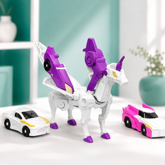 Pegasus Einhorn Spielzeugauto mit Figuren Lila