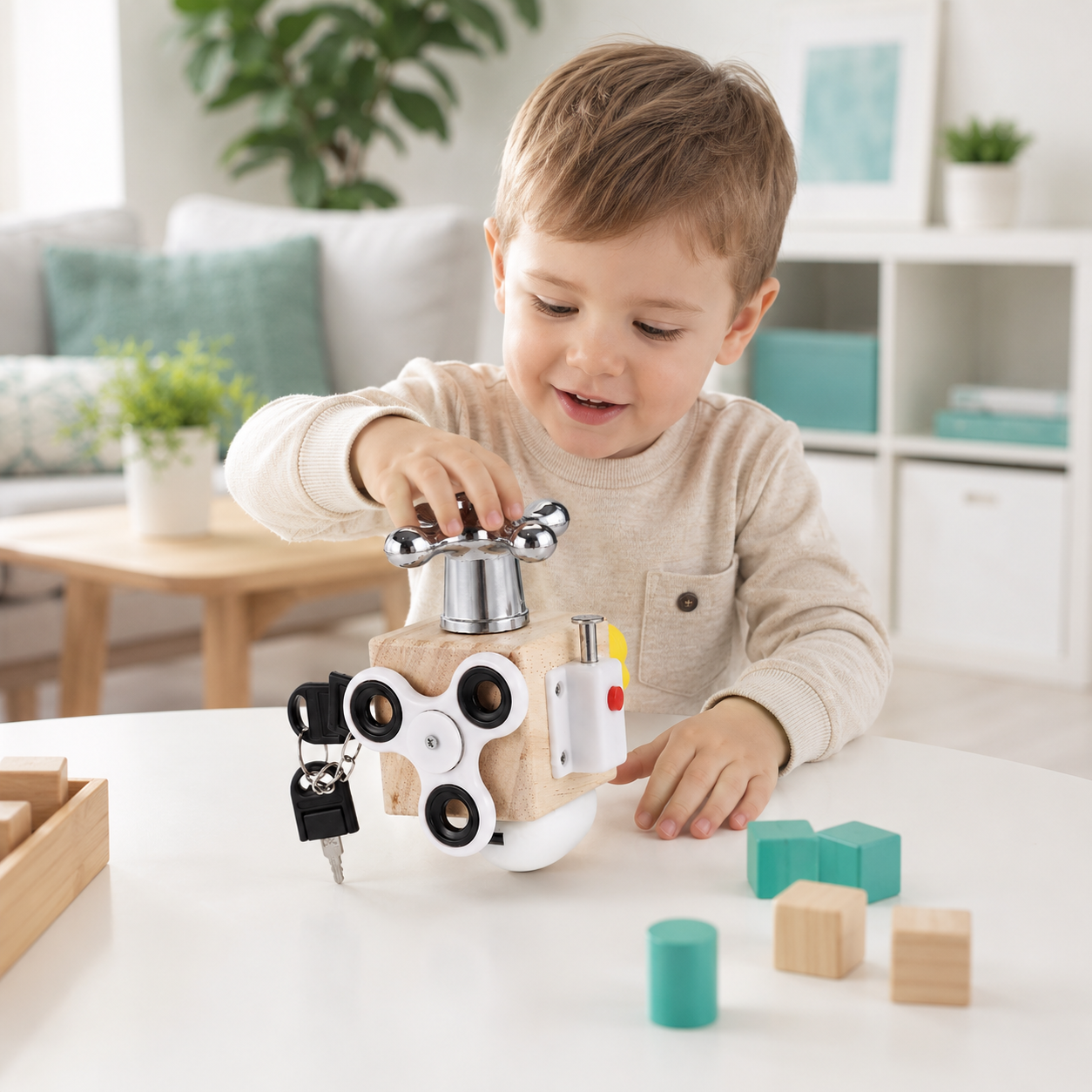 Montessori-Beschäftigungswürfel – Lernspaß aus Holz für neugierige Kinder