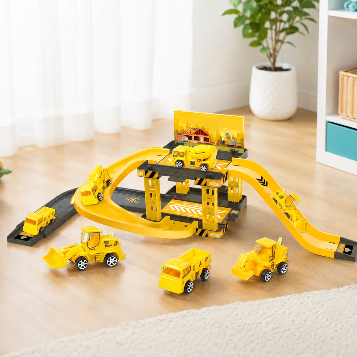 Dino Parken Schiene– Actionreiches Auto-Spielset für Kinder Gelb