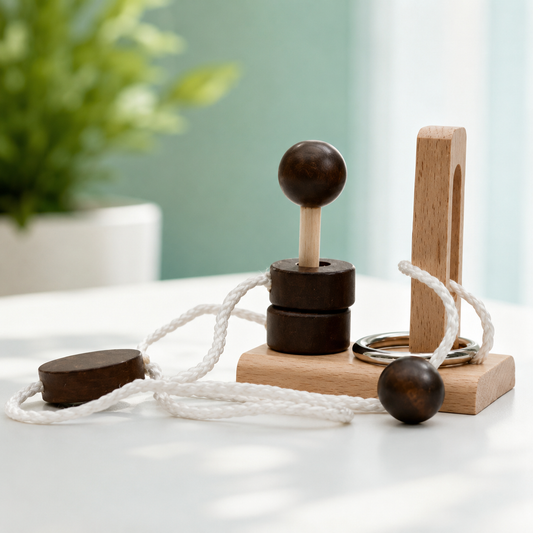 Holz Denkspiel IQ Puzzle – Knobelspiel für Kinder & Erwachsene Ein Fuß