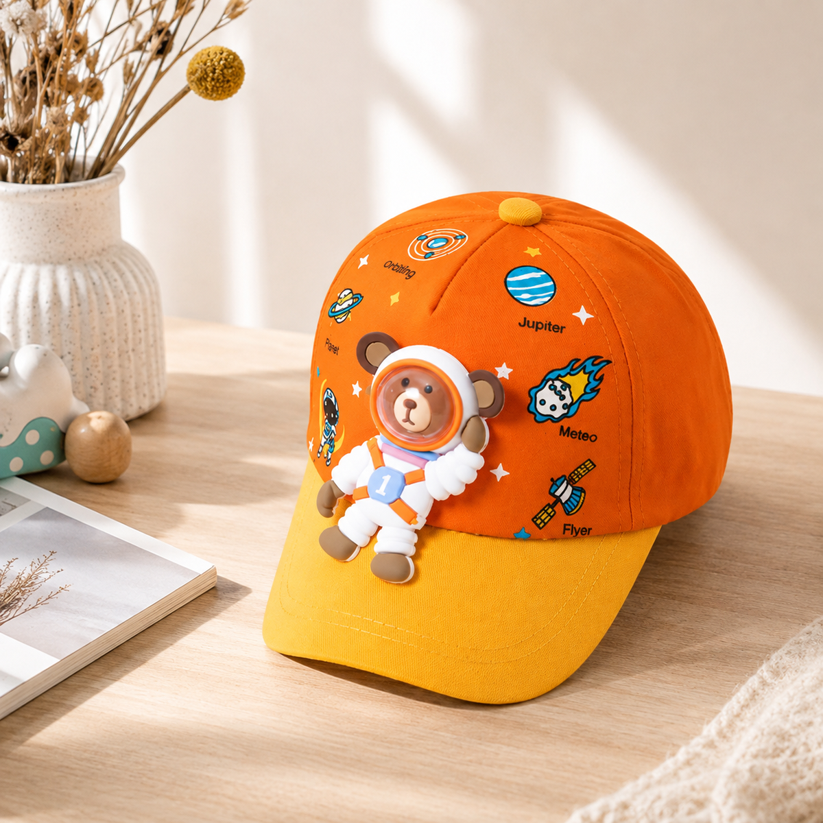 Karikatur Tragen Kinder Kappe für Kinder – Coole Streetwear für Jungs & Mädchen Orange Einstellbar 4-8 Jahre
