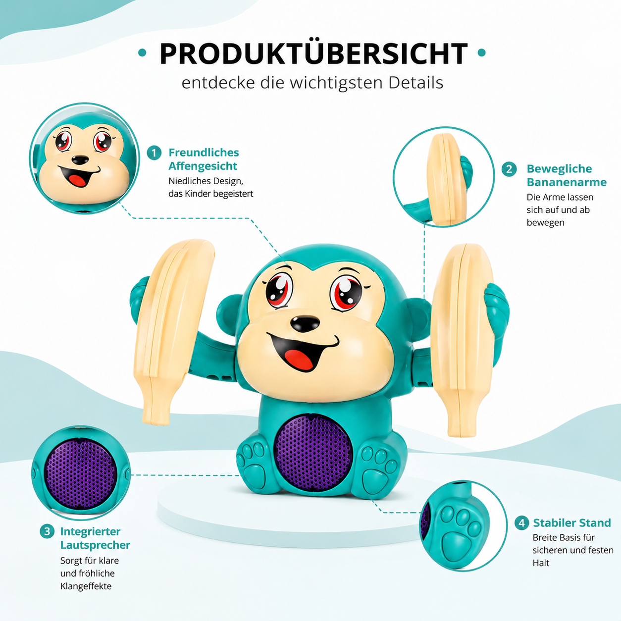 Interaktiver Krabbelaffe mit Musik & Licht – Spielerischer Krabbelspaß für Babys