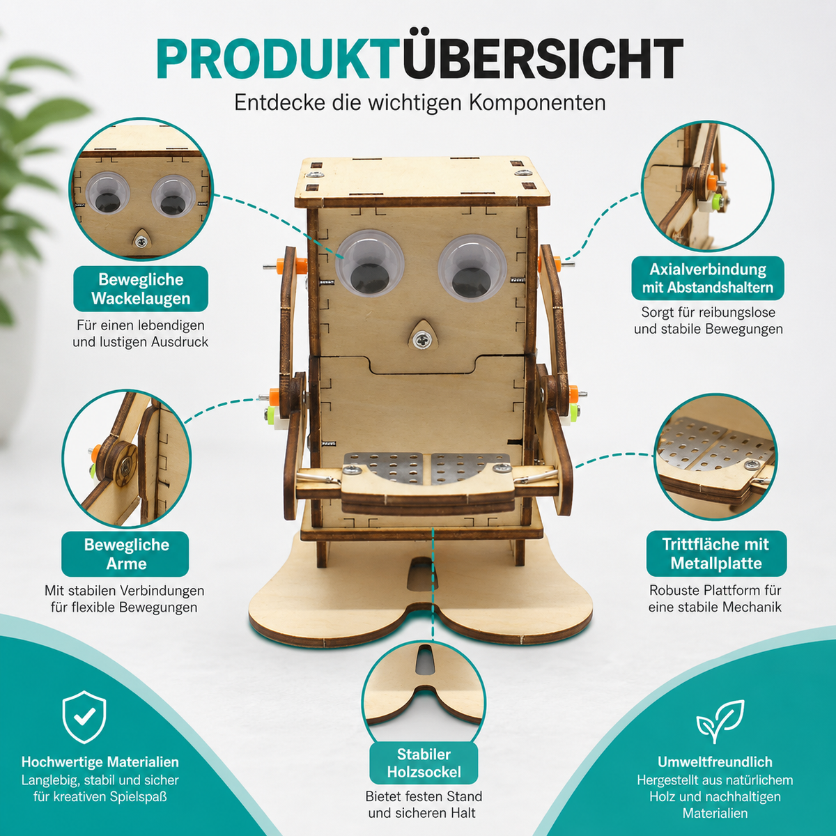 DIY Roboter Bausatz für Kinder – STEM Lernspielzeug aus Holz
