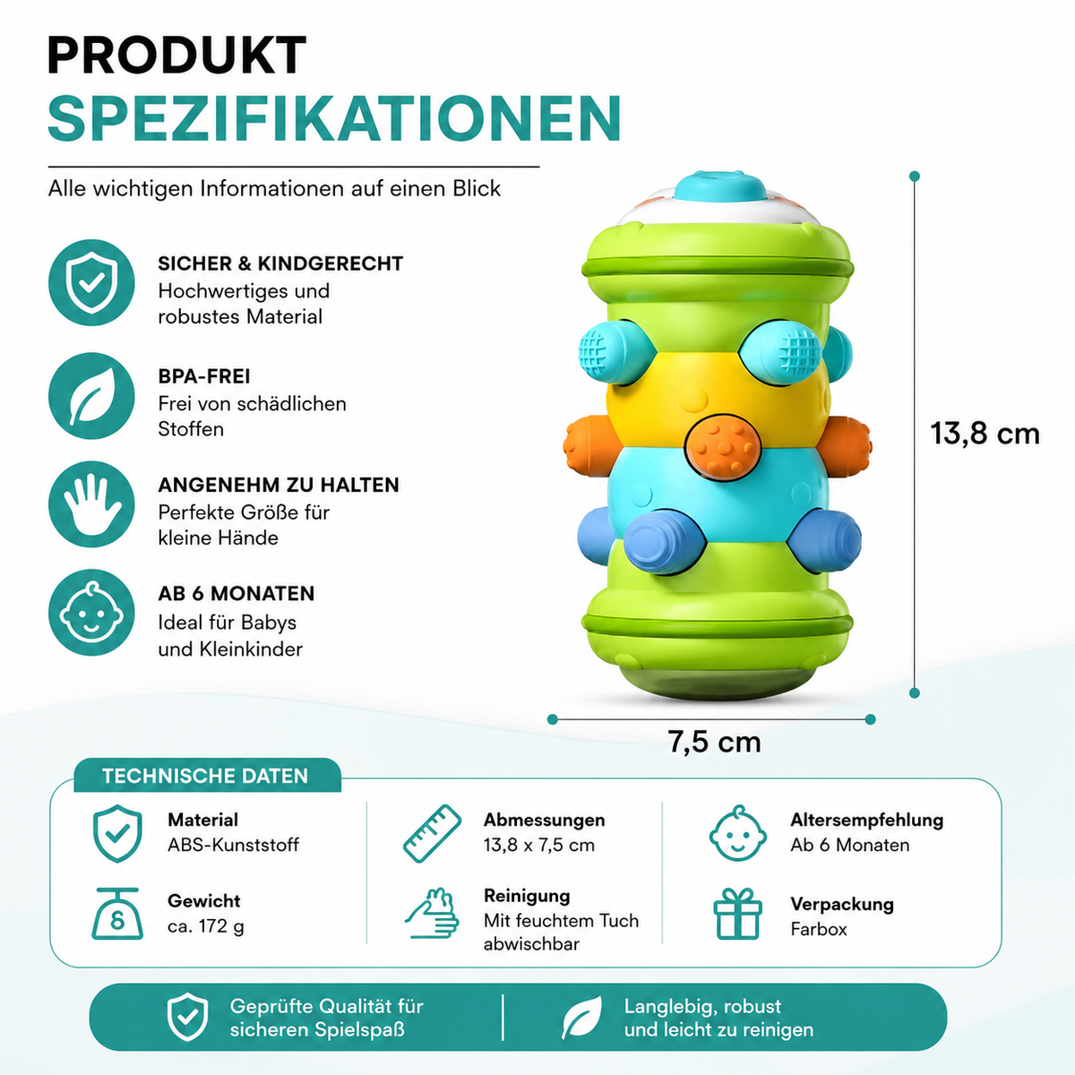 Krabbel-Rollspielzeug für Babys – Lernen, Greifen & Krabbeln entdecken